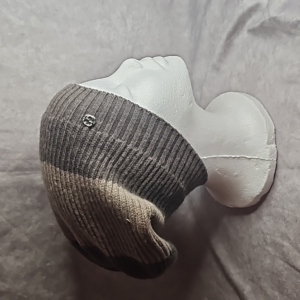Gucci Brown Cream Gray Beige Tan Wool Silver Beanie Cap Hat Winter